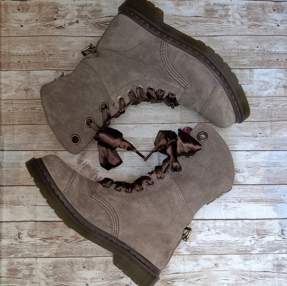 Dr. Martens Shoes - Dr. Martens Triumph Aimilie Suede Combat Boots LN